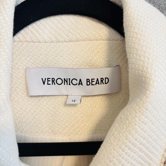Veronica Beard Jacket Womens 12 Ivory Tweed Trim Makayla Gold Button Blazer - Picture 10 of 14